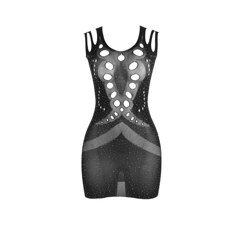 SUBBLIME - 952198 FISHNET DRESS WITH BRILLIANT DIAMONDS BLACK ONE SIZE thumb 6