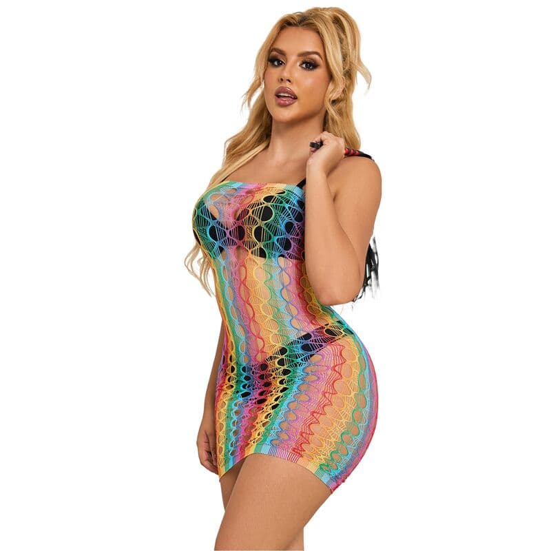 SUBBLIME - 952365 RAINBOW BARE SHOULDER FISHNET DRESS ONE SIZE thumb 4