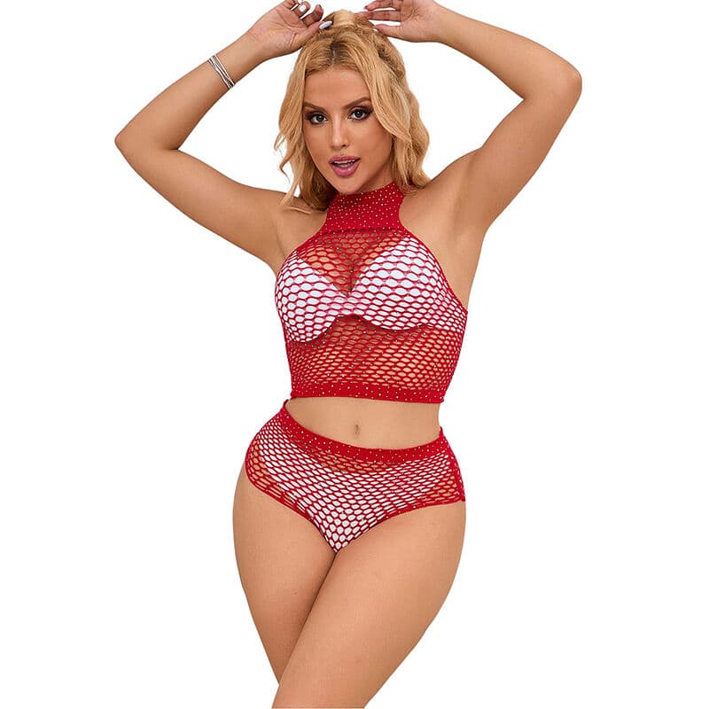SUBBLIME - 952402 FISHNET SET WITH PINK DIAMONDS ONE SIZE thumb 4