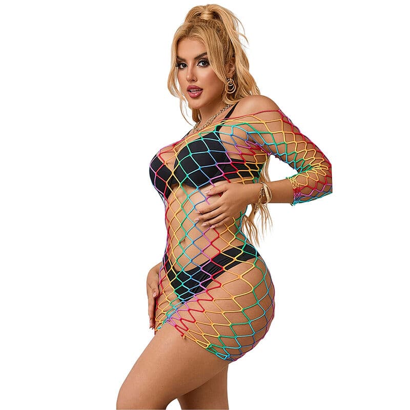 SUBBLIME - 952426 RAINBOW LONG SLEEVE FISHNET DRESS ONE SIZE thumb 5