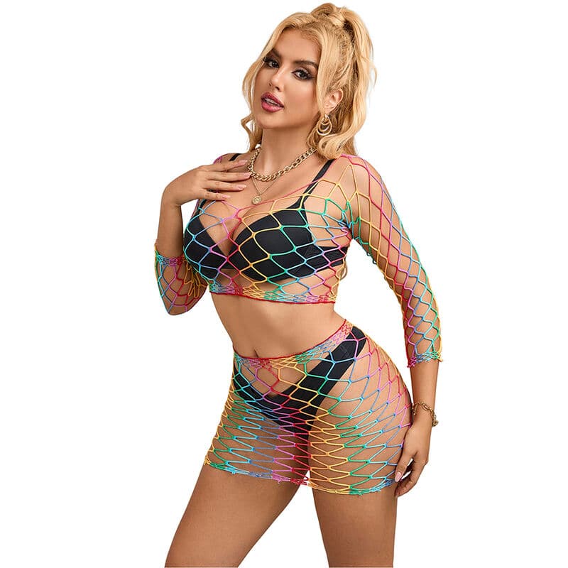 SUBBLIME - 952440 2-PIECE FISHNET SET LONG SLEEVE RAINBOW ONE SIZE thumb 3