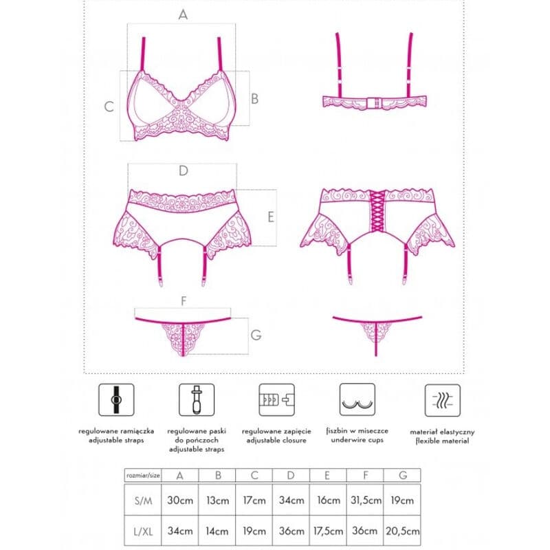 LIVCO CORSETTI FASHION - NAHIR LC 20214 BRA + PANTY + GARTER BELT S/M thumb 4