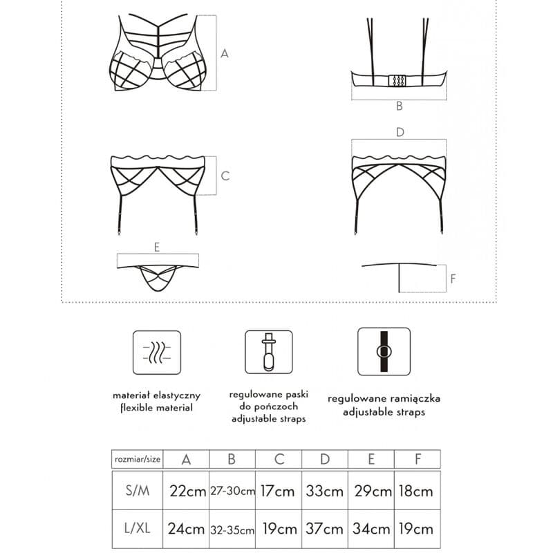 LIVCO CORSETTI FASHION - SOLEDAD LC 20217 BRA + PANTY + GARTER BELT L/XL thumb 4