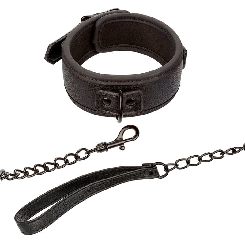 CALEXOTICS - NOCTURNAL COLLAR & LEASH LEATHER ADJUSTABLE BLACK thumb 3