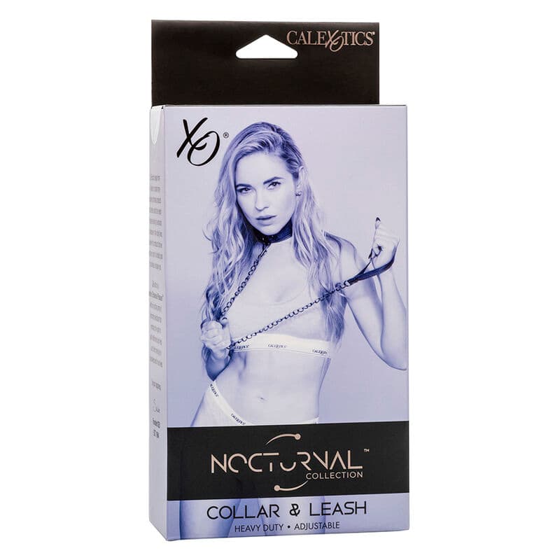 CALEXOTICS - NOCTURNAL COLLAR & LEASH LEATHER ADJUSTABLE BLACK thumb 7