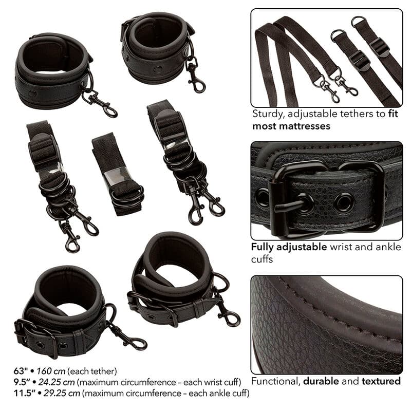 CALEXOTICS - NOCTURNAL BED RESTRAINTS LEATHER ADJUSTABLE BLACK thumb 3