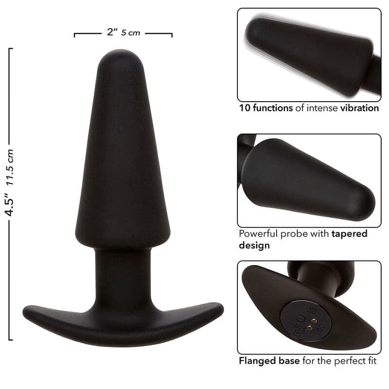 CALEXOTICS - ROCK BOTTOM TAPERED ANAL PLUG 10 VIBRACIONES SILICONE BLACK thumb 7