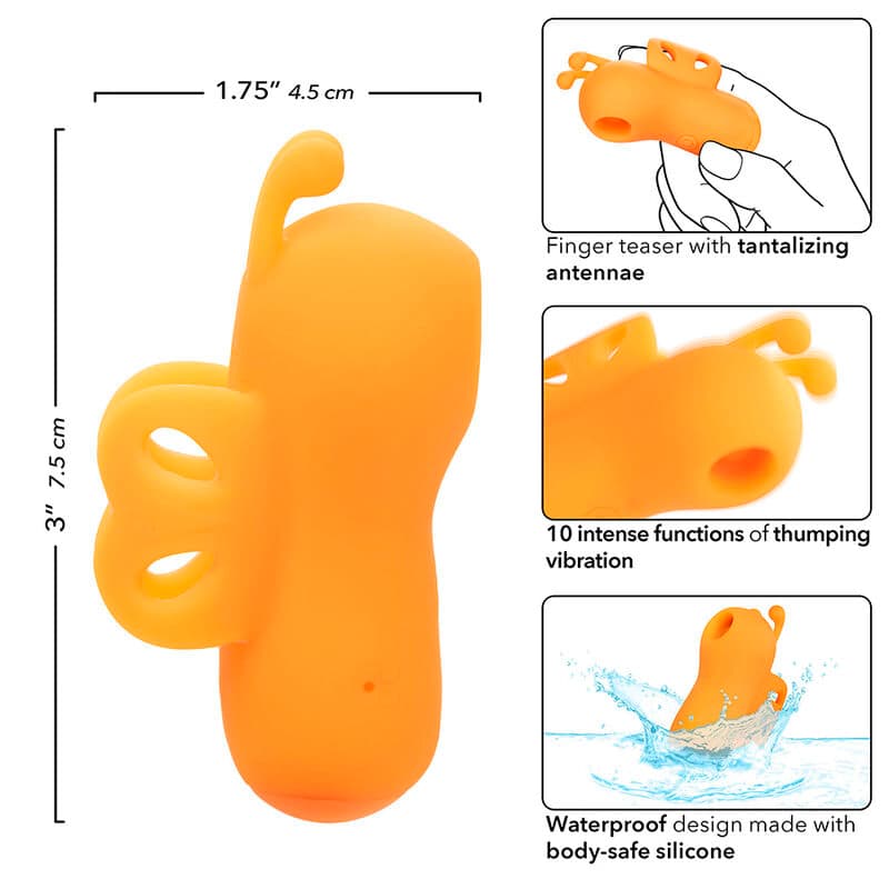 CALEXOTICS - NEON VIBES THE BUZZING VIBE FINGER STIMULATOR 10 VIBRATIONS ORANGE thumb 8
