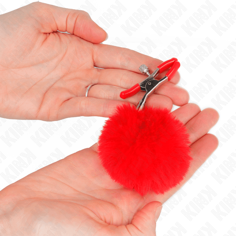 KINK - FAUX FUR BALL NIPPLE CLAMP RED 6 CM thumb 3