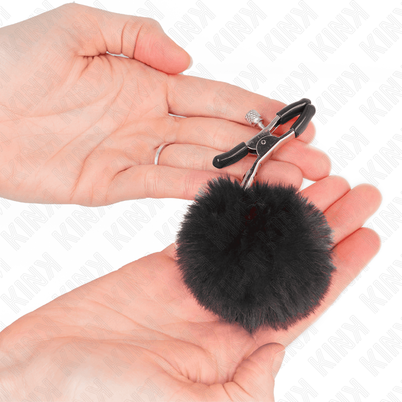 KINK - FAUX FUR BALL NIPPLE CLAMP BLACK 6 CM thumb 3
