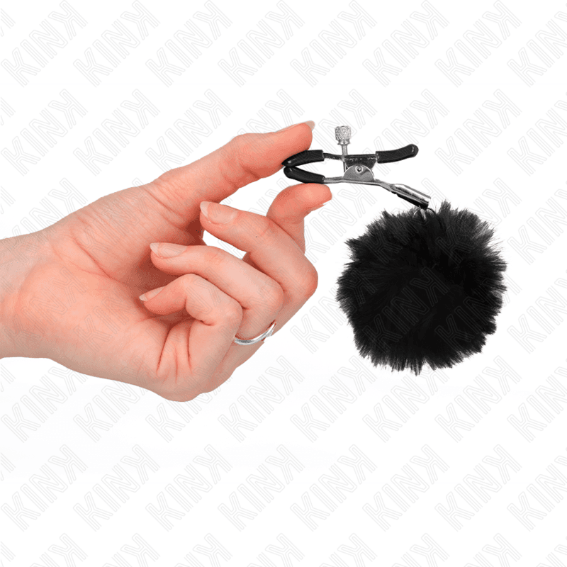 KINK - FAUX FUR BALL NIPPLE CLAMP BLACK 6 CM thumb 4