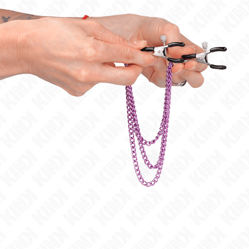 KINK - NIPPLE CLAMPS WITH 3 CHAINS PURPLE 20/23/28 CM thumb 4
