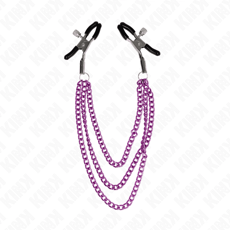 KINK - NIPPLE CLAMPS WITH 3 CHAINS PURPLE 20/23/28 CM thumb 2