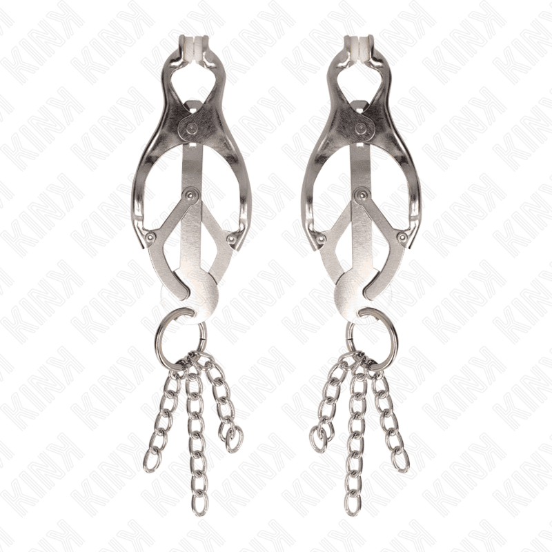 KINK - JAPANESE CLOVER NIPPLE CLAMPS WITH LITTLE CHAINS SILVER thumb 2