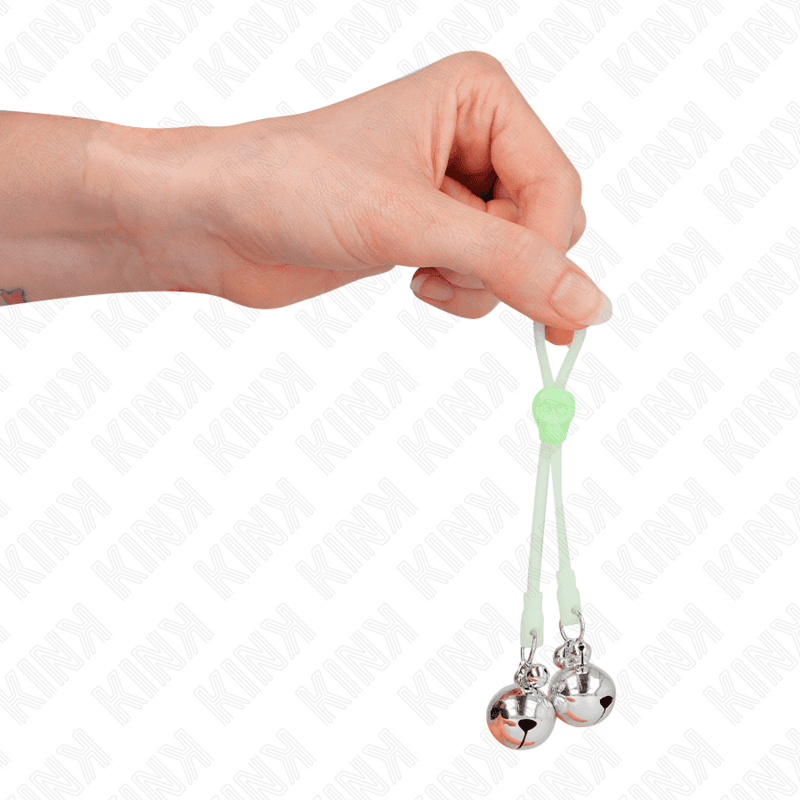 KINK - LUMINOUS SKULL NIPPLE CLAMPS WITH RING BELLS ADJUSTABLE GREEN / SILVER thumb 4