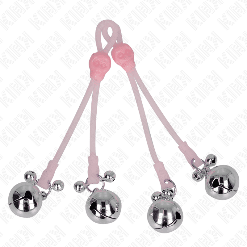 KINK - LUMINOUS SKULL NIPPLE CLAMPS WITH RING BELLS ADJUSTABLE PINK / SILVER thumb 2