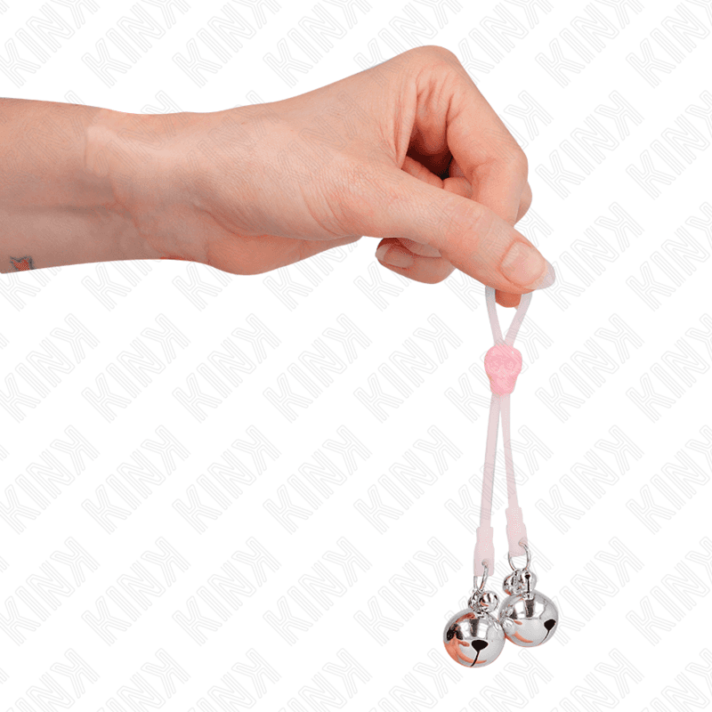 KINK - LUMINOUS SKULL NIPPLE CLAMPS WITH RING BELLS ADJUSTABLE PINK / SILVER thumb 4