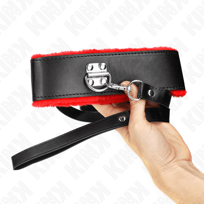 KINK - NECKLACE WITH BELT 116 CM WITH RED LEATHER STRAP ADJUSTABLE 40-48 CM X 6 CM thumb 2