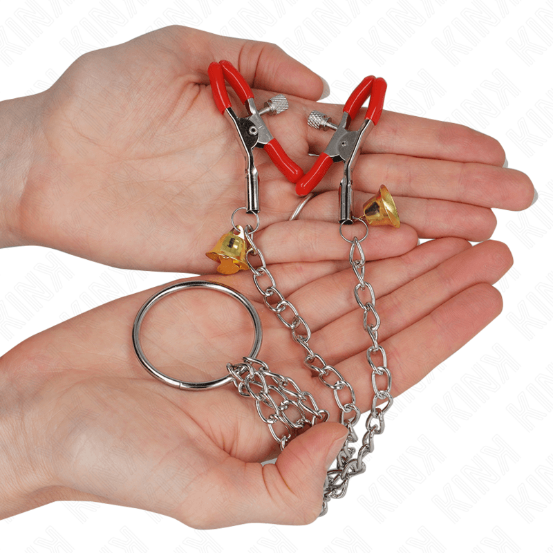 KINK - BELL TRIPLE NIPPLE AND CLIT CLAMPS RED WITH CHAIN 30 CM thumb 2