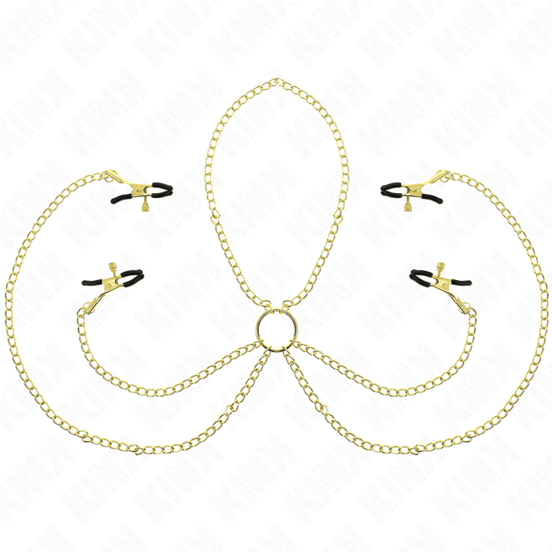 KINK - 4 NIPPLE AND CLIT CLAMPS ADJUSTABLE GOLD
