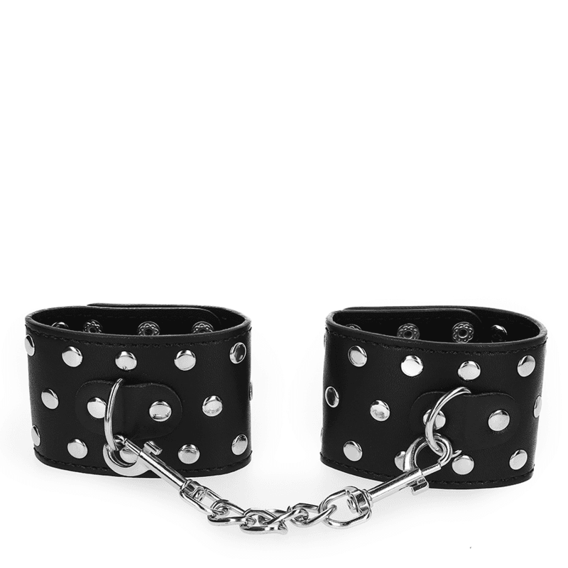 KINK - WRIST RESTRAINTS WITH SNAP FASTEN FULL OF RIVETS BLACK ADJUSTABLE 19-24 CM X 5.5 CM thumb 3