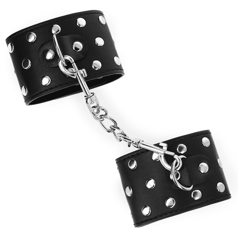 KINK - WRIST RESTRAINTS WITH SNAP FASTEN FULL OF RIVETS BLACK ADJUSTABLE 19-24 CM X 5.5 CM thumb 4
