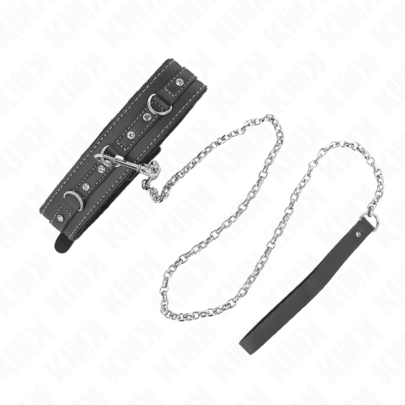 KINK - PVC LEATHER NECKLACE WITH BELT 105 CM RHINESTONE RIVET 41.5 X 4 CM thumb 2