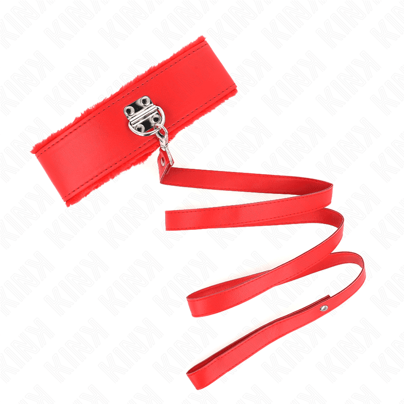 KINK - NECKLACE WITH LEASH 116 CM WITH SILVER STUDS MODEL 4 RED ADJUSTABLE 40-48 CM X 6 CM thumb 2