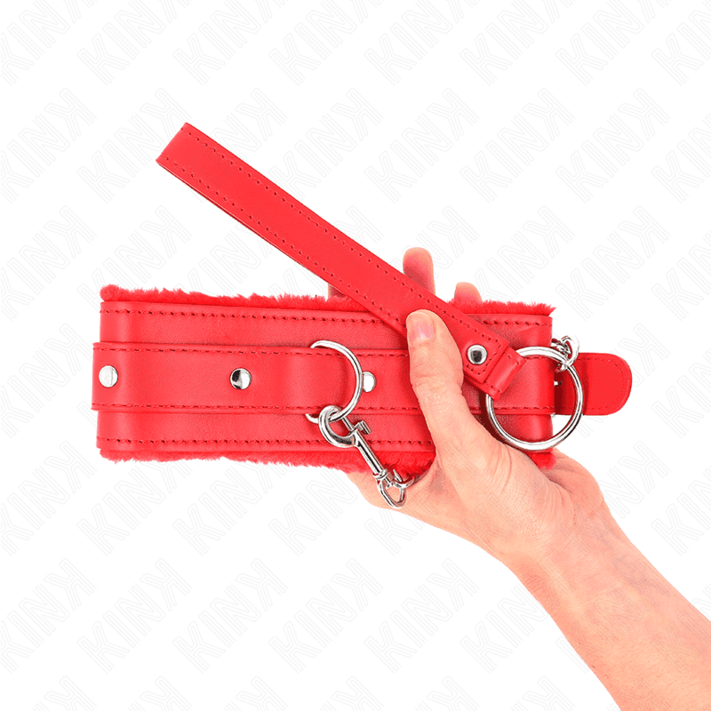 KINK - COLLAR WITH LEASH 65 CM WITH RESTRICTIONS RED 36-42 CM X 5.5 CM thumb 5