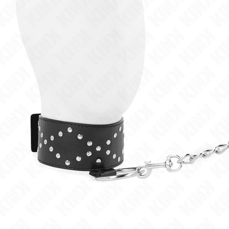 KINK - NECKLACE 65 CM WITH LEASH WITH SILVER STUDS MODEL 3 ADJUSTABLE 36-43 CM X 5 CM thumb 3