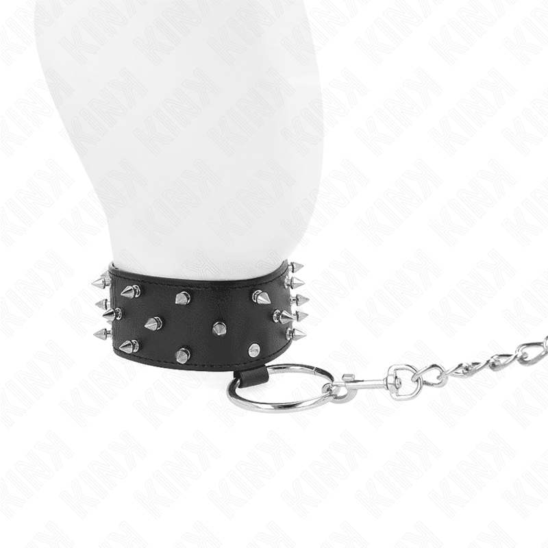KINK - NECKLACE WITH LEASH 65 CM WITH SILVER STUDS MODEL 5 ADJUSTABLE 36-43 CM X 5 CM thumb 3