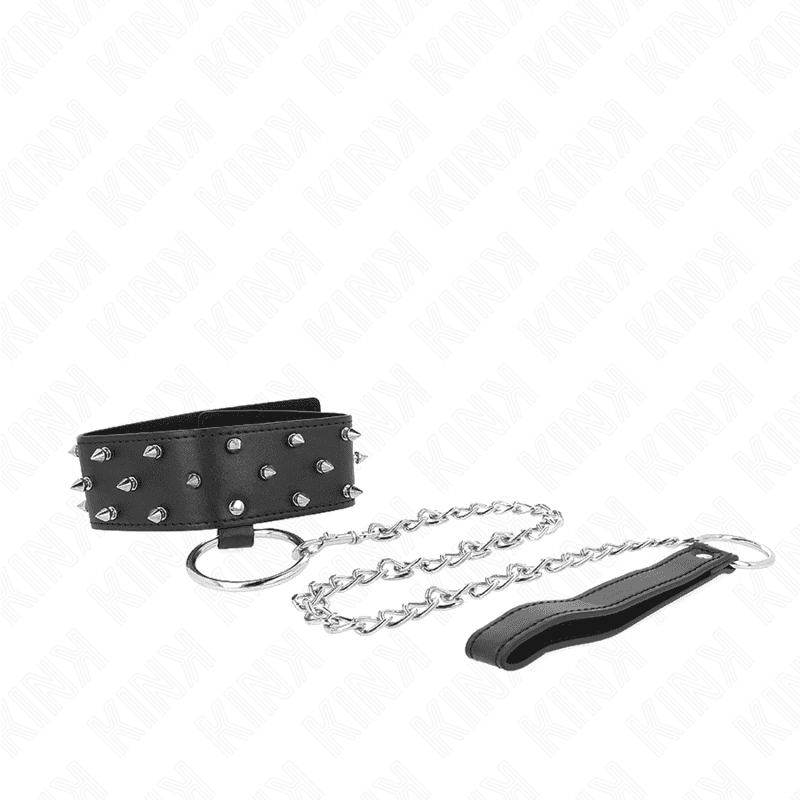 KINK - NECKLACE WITH LEASH 65 CM WITH SILVER STUDS MODEL 5 ADJUSTABLE 36-43 CM X 5 CM thumb 4