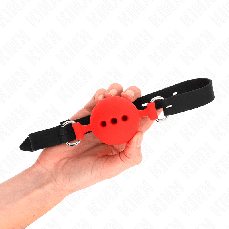 KINK - FULL SILICONE GAG 55 x 2 CM WITH 5 CM BALL SIZE L RED ADJUSTABLE 35-51 CM thumb 2