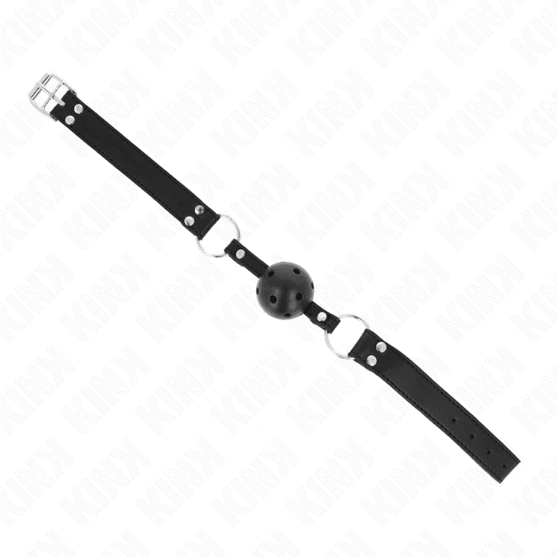 KINK - BREATHABLE BALL 4 CM GAG WITH DOUBLE RIVET MODEL 1 BLACK 62.5 x 2.5 CM ADJUSTABLE 42-58 CM thumb 3
