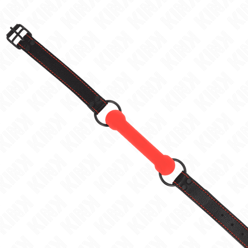 KINK - BONE GAG WITH LEATHERETTE STRAP RED ADJUSTABLE 41-57 CM thumb 3