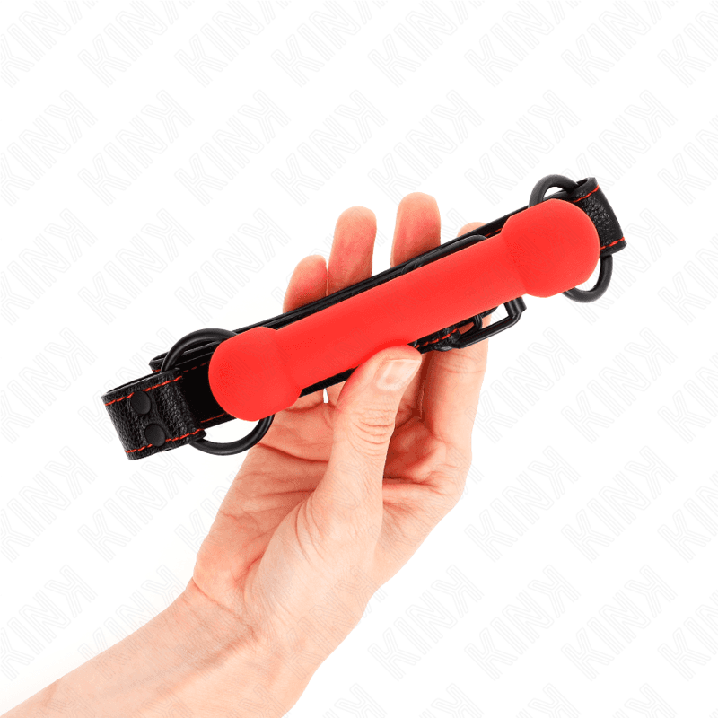 KINK - BONE GAG WITH LEATHERETTE STRAP RED ADJUSTABLE 41-57 CM thumb 2