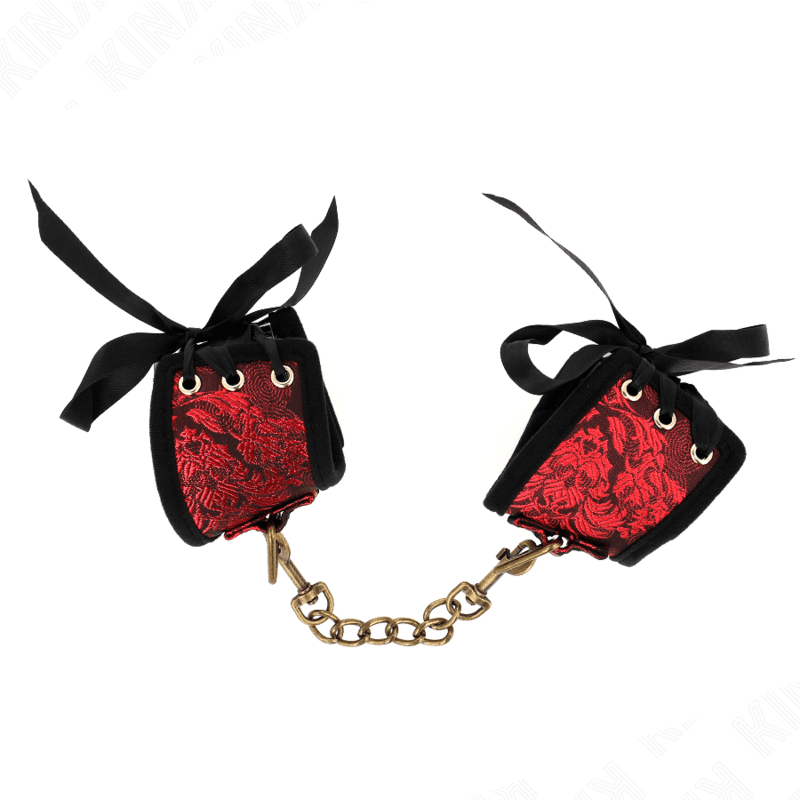 KINK - SCANDAL WRIST RESTRAINTS RED-BLACK LACE DETAILS 24.5 CM X 6.5 CM thumb 2
