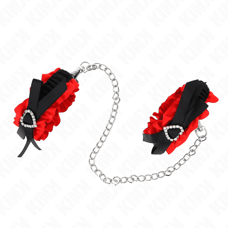 KINK - LACE ELASTIC WRIST RESTRAINTS RED HEART DETAILS ADJUSTABLE 22-35 CM thumb 2