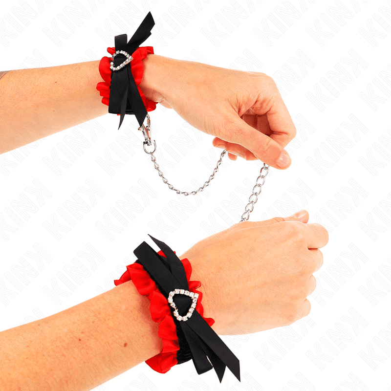 KINK - LACE ELASTIC WRIST RESTRAINTS RED HEART DETAILS ADJUSTABLE 22-35 CM thumb 3
