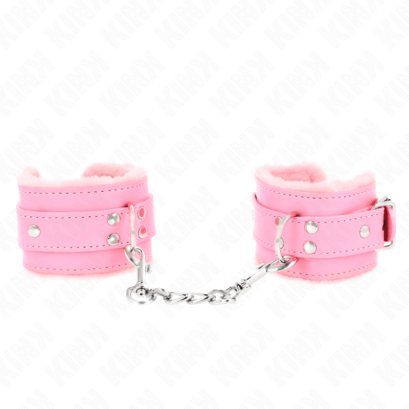 KINK - FUR LINED WRIST RESTRAINTS PINK WITH PINK BELT ADJUSTABLE 17-29 CM X 6 CM thumb 2