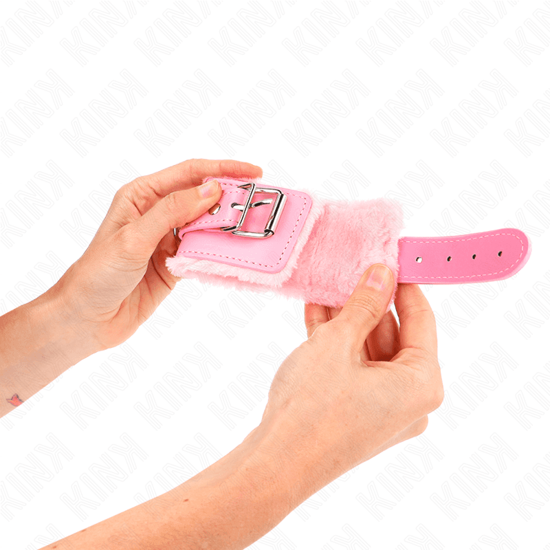 KINK - FUR LINED WRIST RESTRAINTS PINK WITH PINK BELT ADJUSTABLE 17-29 CM X 6 CM thumb 4