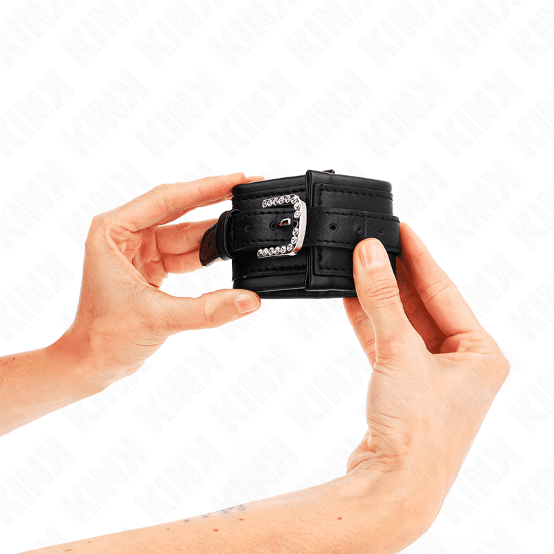 KINK - RHINESTONE BUCKLE WRIST RESTRAINTS BLACK ADJUSTABLE 25-32 CM X 5.5 CM thumb 4