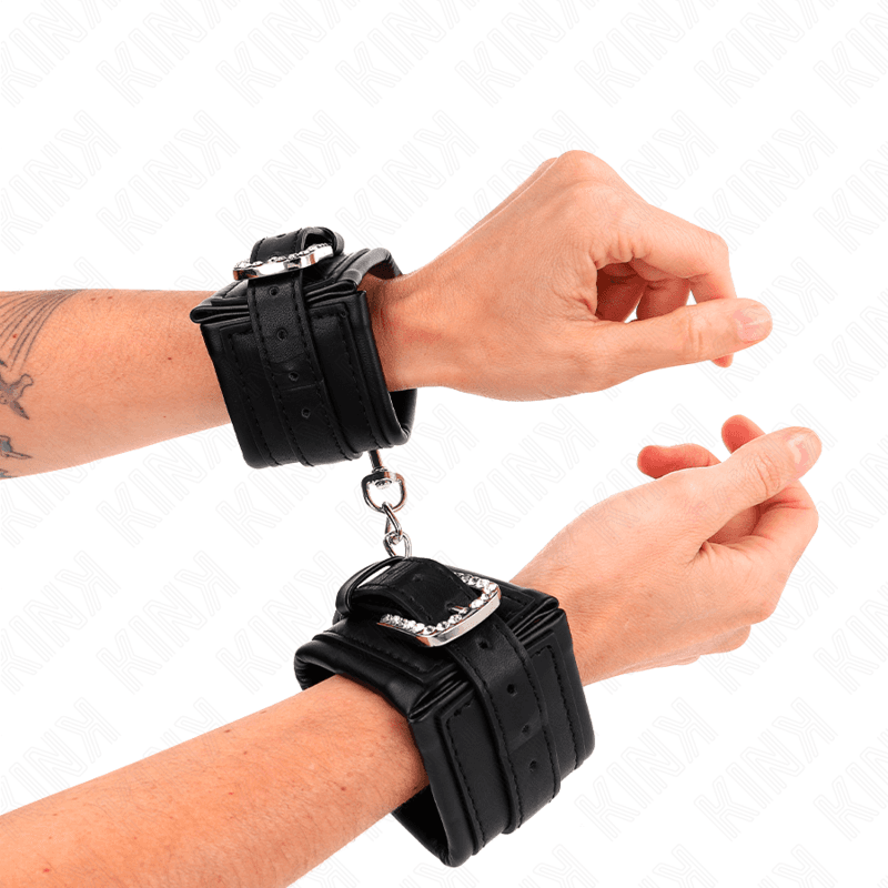 KINK - RHINESTONE BUCKLE WRIST RESTRAINTS BLACK ADJUSTABLE 25-32 CM X 5.5 CM thumb 3