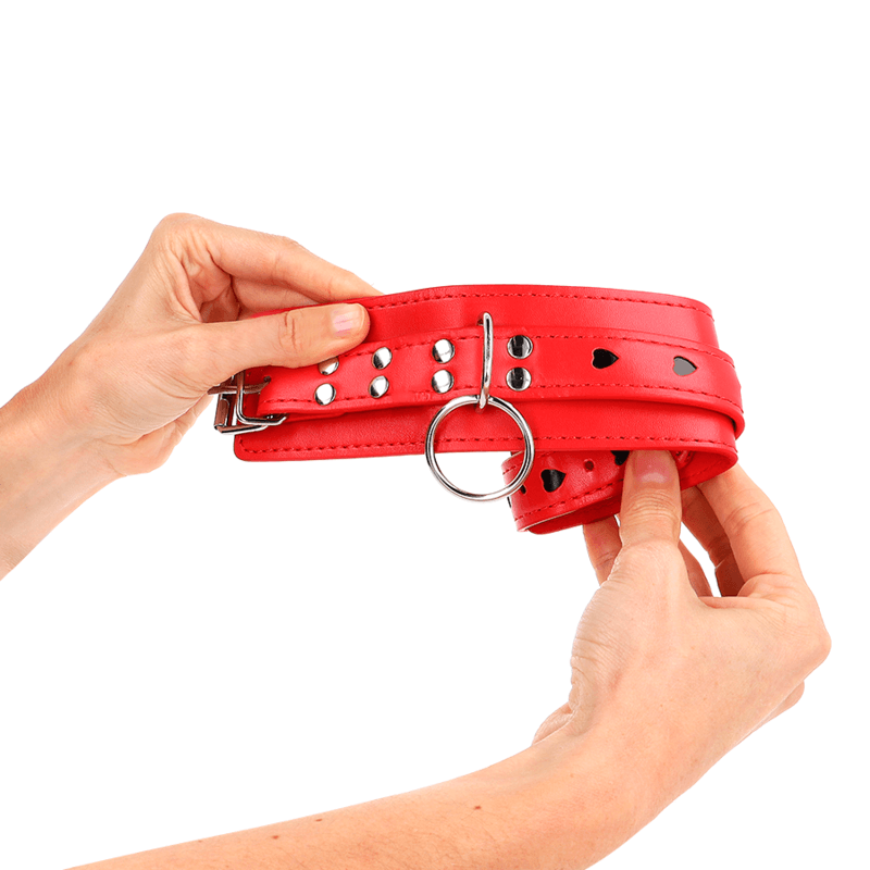 KINK - RED WRIST RESTRAINTS WITH BLACK HEART INLAY ADJUSTABLE 21-28 CM X 5.5 CM thumb 4
