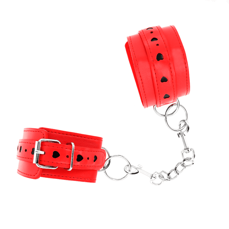 KINK - RED WRIST RESTRAINTS WITH BLACK HEART INLAY ADJUSTABLE 21-28 CM X 5.5 CM thumb 2