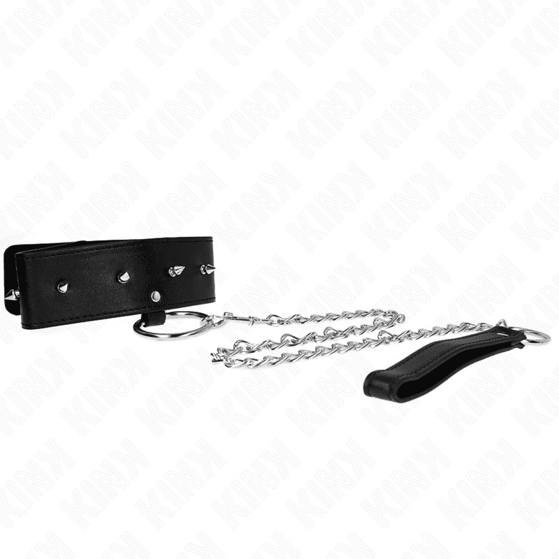 KINK - NECKLACE 65 CM WITH LEASH WITH SILVER STUDS MODEL 2 ADJUSTABLE 36-43 CM X 5 CM thumb 2