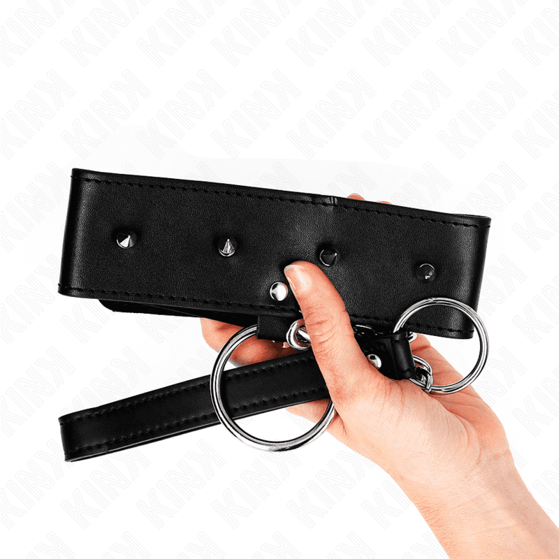 KINK - NECKLACE 65 CM WITH LEASH WITH SILVER STUDS MODEL 2 ADJUSTABLE 36-43 CM X 5 CM thumb 5