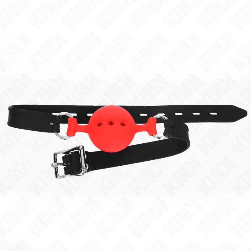 KINK - FULL SILICONE GAG 55 x 2 CM WITH 4.5 CM BALL SIZE M RED ADJUSTABLE 35-51 CM thumb 3