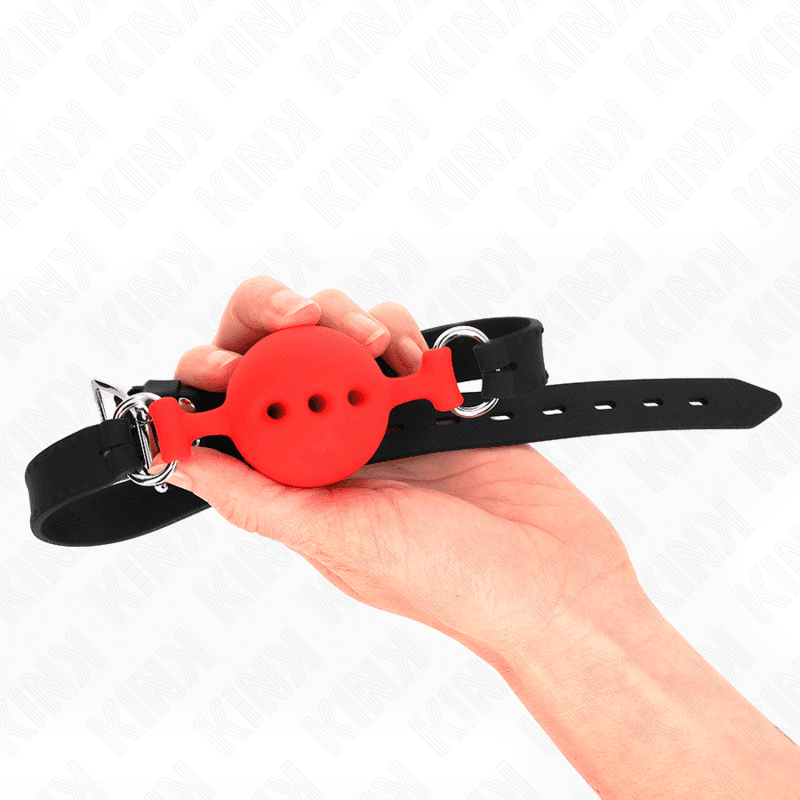 KINK - FULL SILICONE GAG 55 x 2 CM WITH 4.5 CM BALL SIZE M RED ADJUSTABLE 35-51 CM thumb 2
