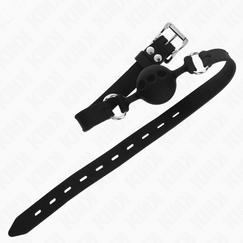KINK - FULL SILICONE GAG 55 x 2 CM WITH 4 CM BALL SIZE S BLACK ADJUSTABLE 35-51 CM thumb 3